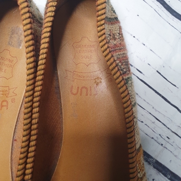Unisa Tapestry Canvas Flat Leather Shoes Size 6B - Picture 4 of 7